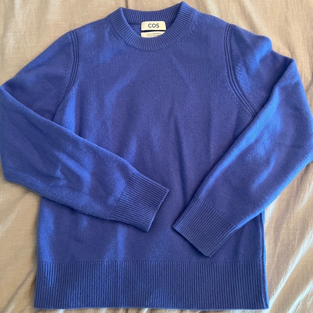 COS Blue Cashmere Crewneck Sweater, Size X Small, XS